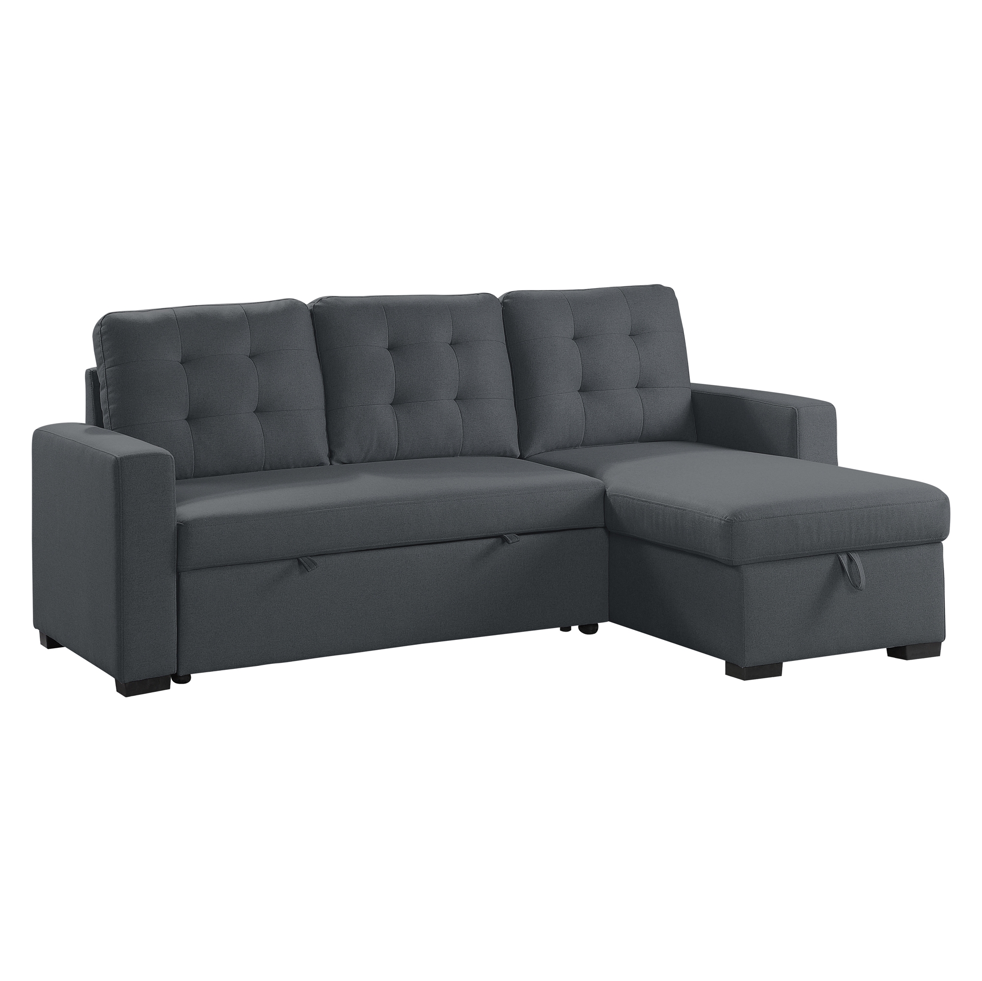 Cornish Fabric Reversible Sectional with Pull-out Bed and Hidden Storage