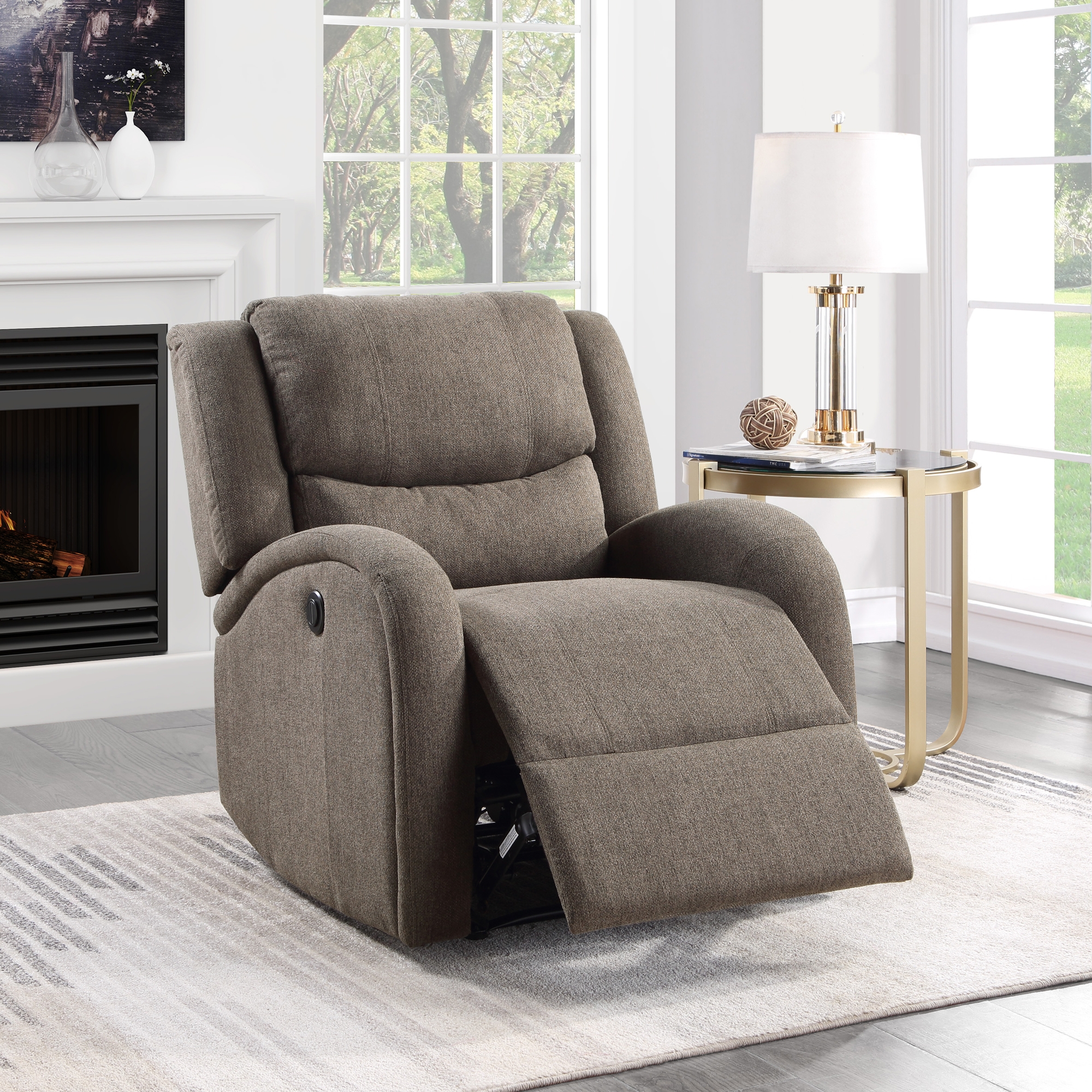 Foxcroft Chenille Fabric Power Reclining Chair