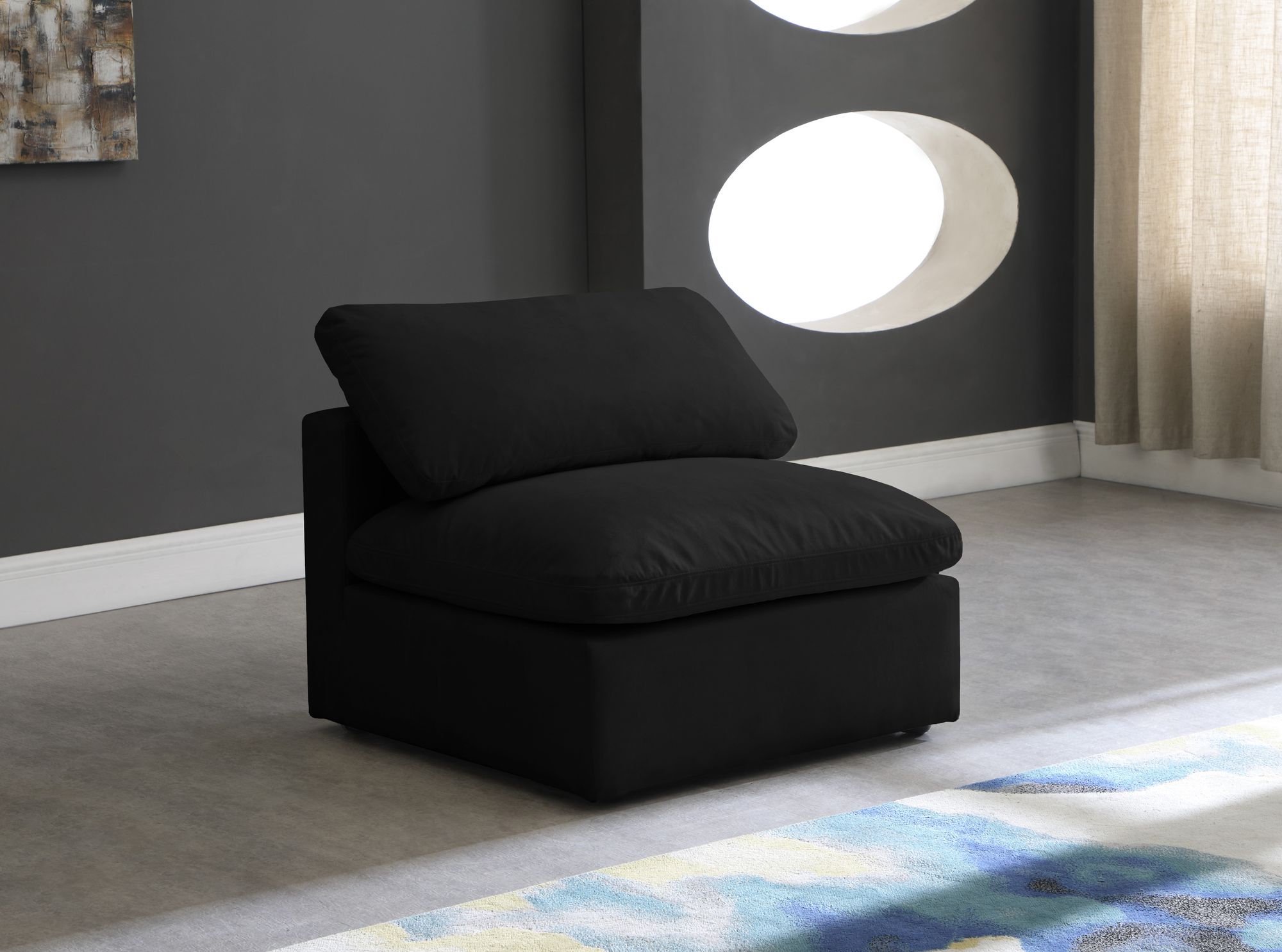 Plush Velvet Standard Comfort Modular Armless Chair