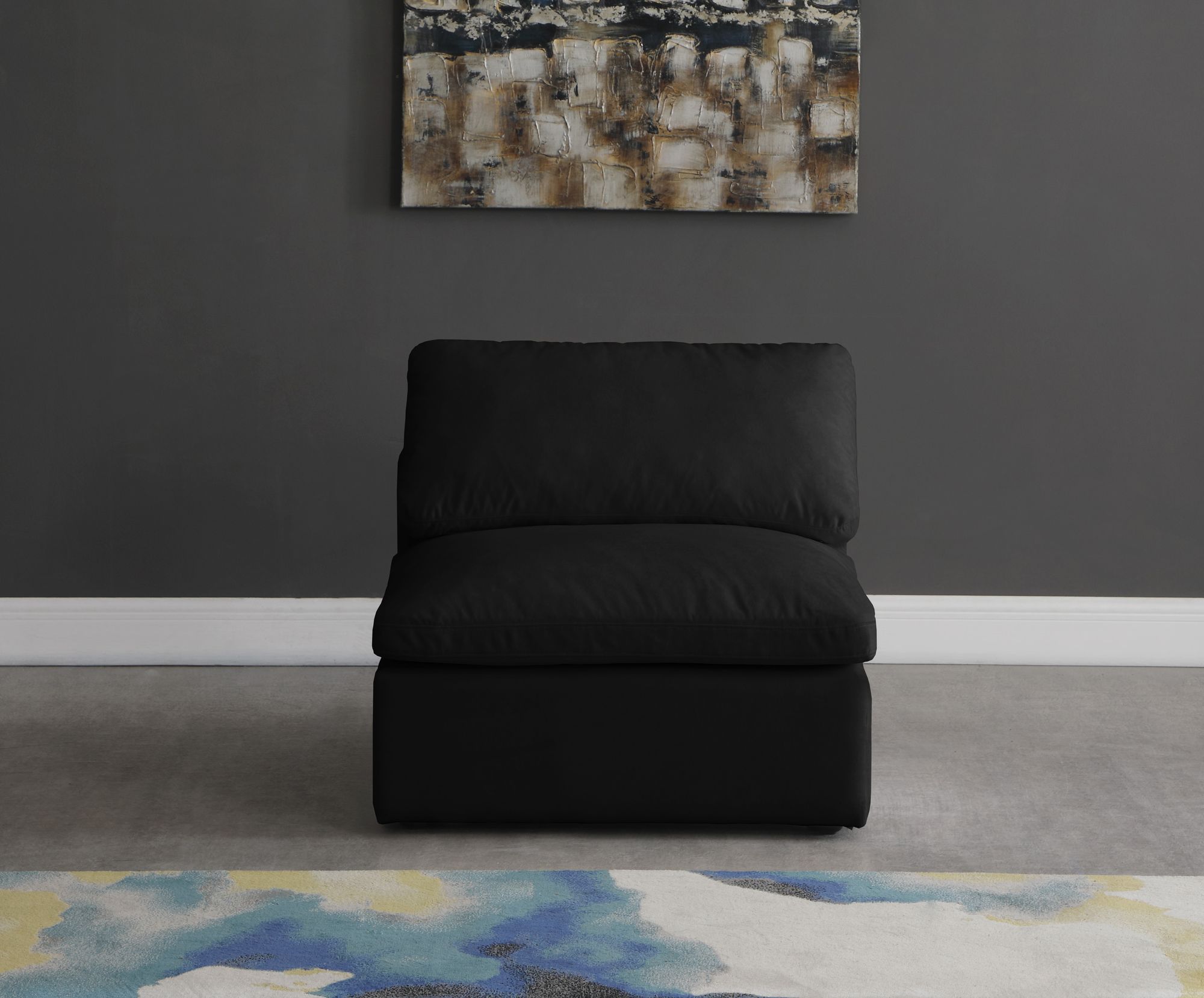 Plush Velvet Standard Comfort Modular Armless Chair