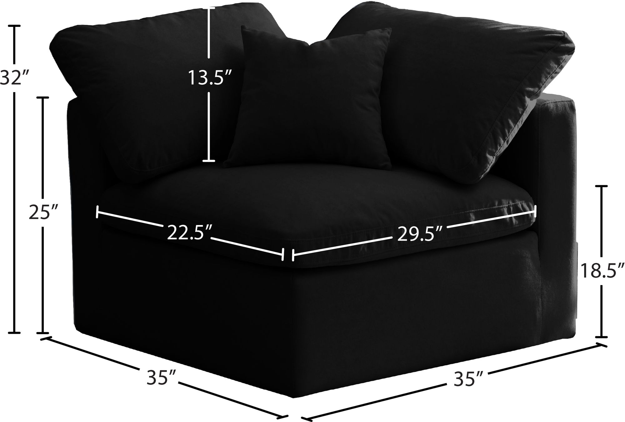 Plush Velvet Standard Comfort Modular Corner Chair