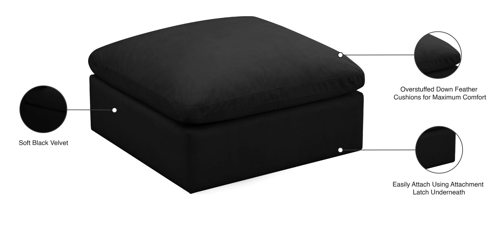 Plush Velvet Standard Comfort Modular Ottoman