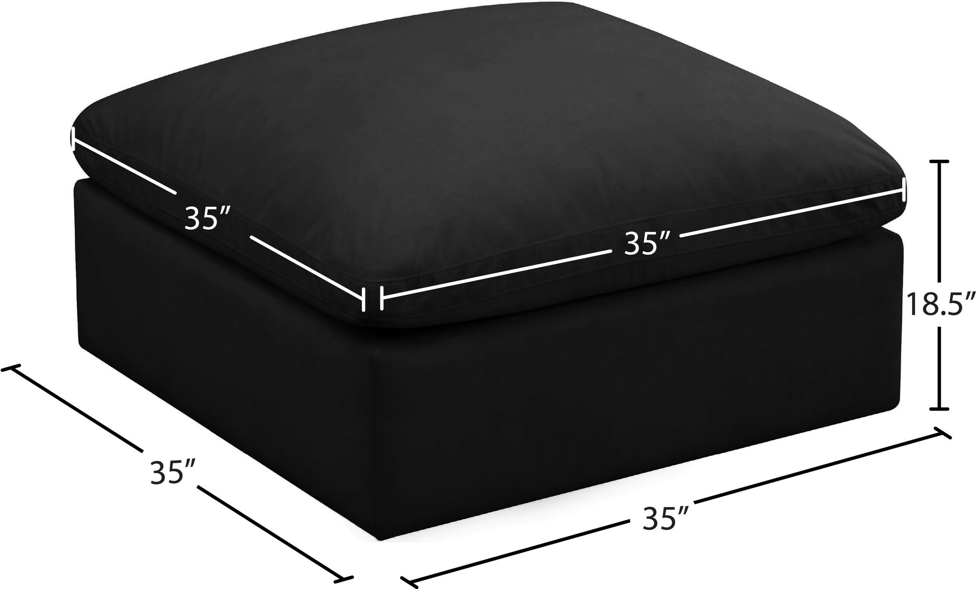 Plush Velvet Standard Comfort Modular Ottoman