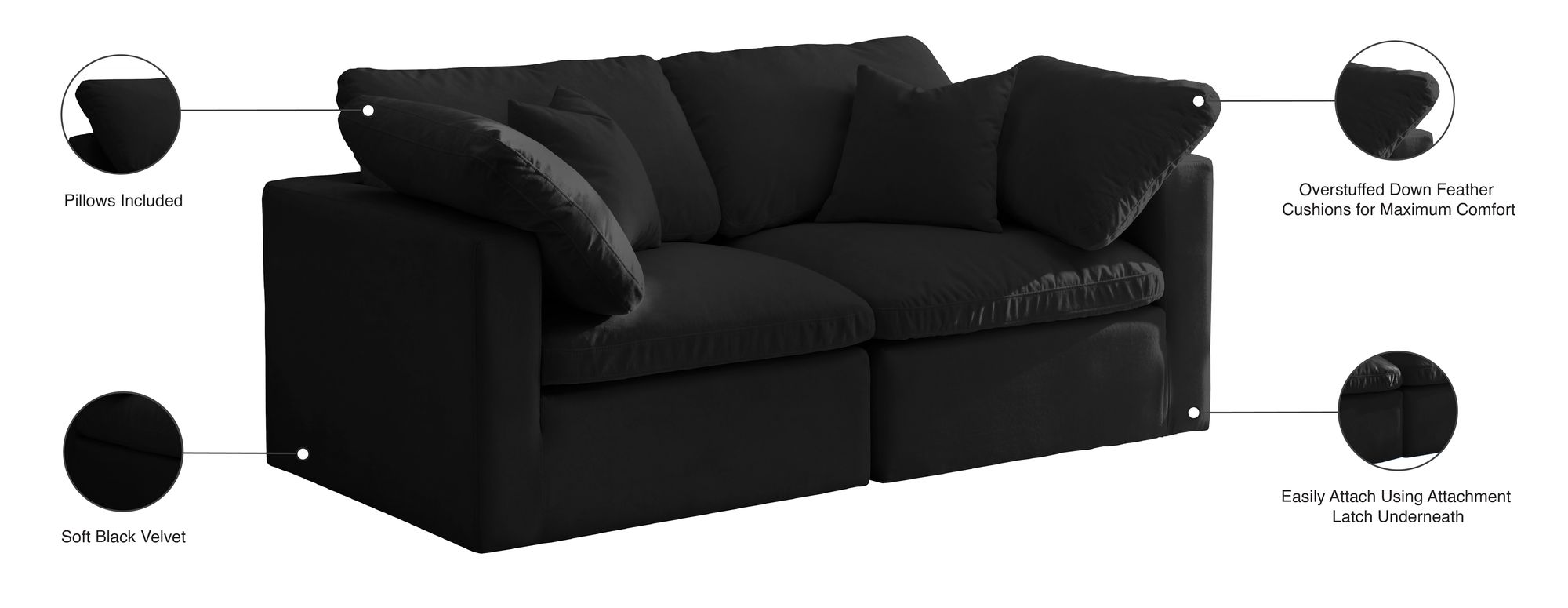 Plush 70" Velvet Standard Comfort Modular Sofa