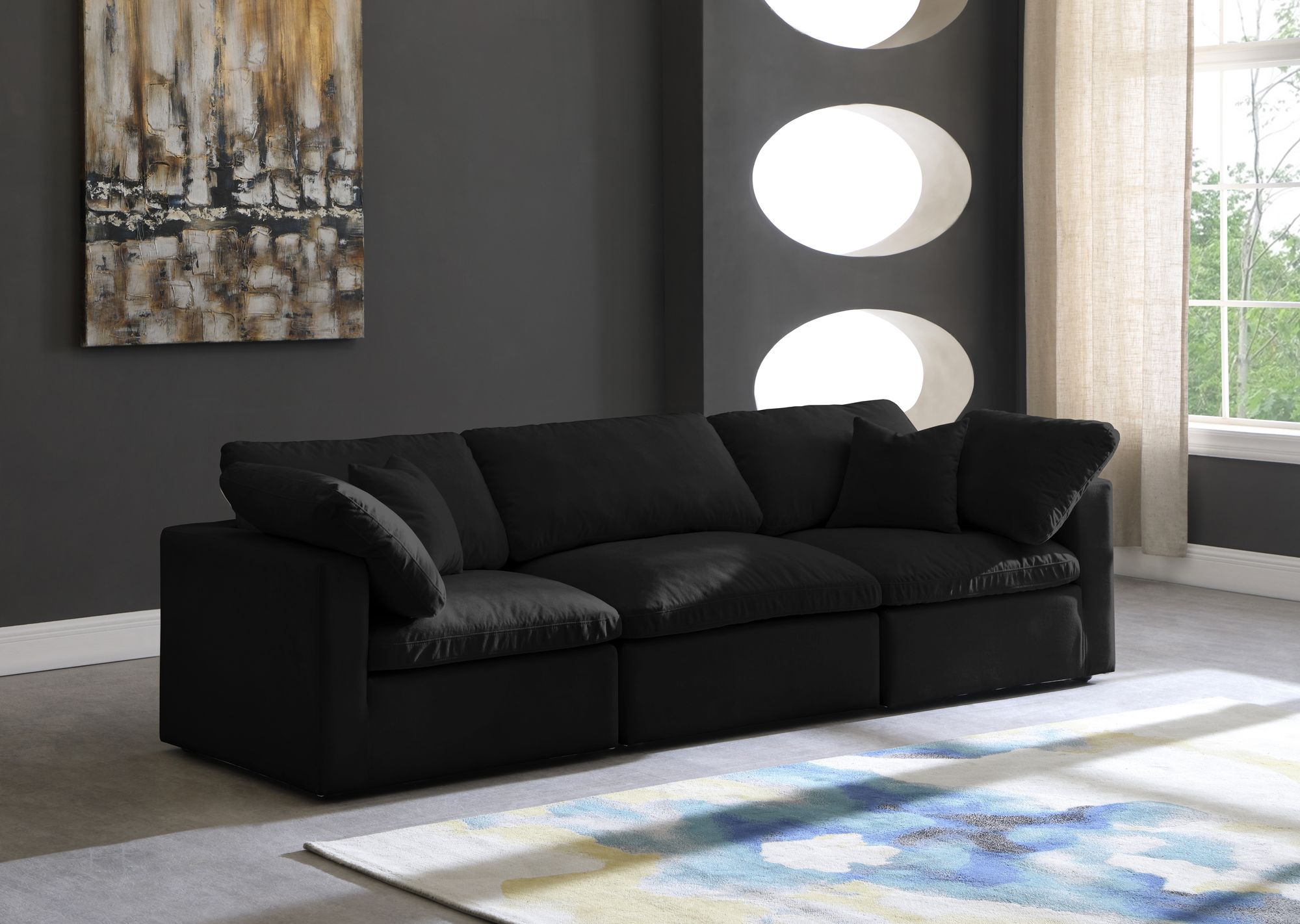 Plush 105" Velvet Standard Comfort Modular Sofa