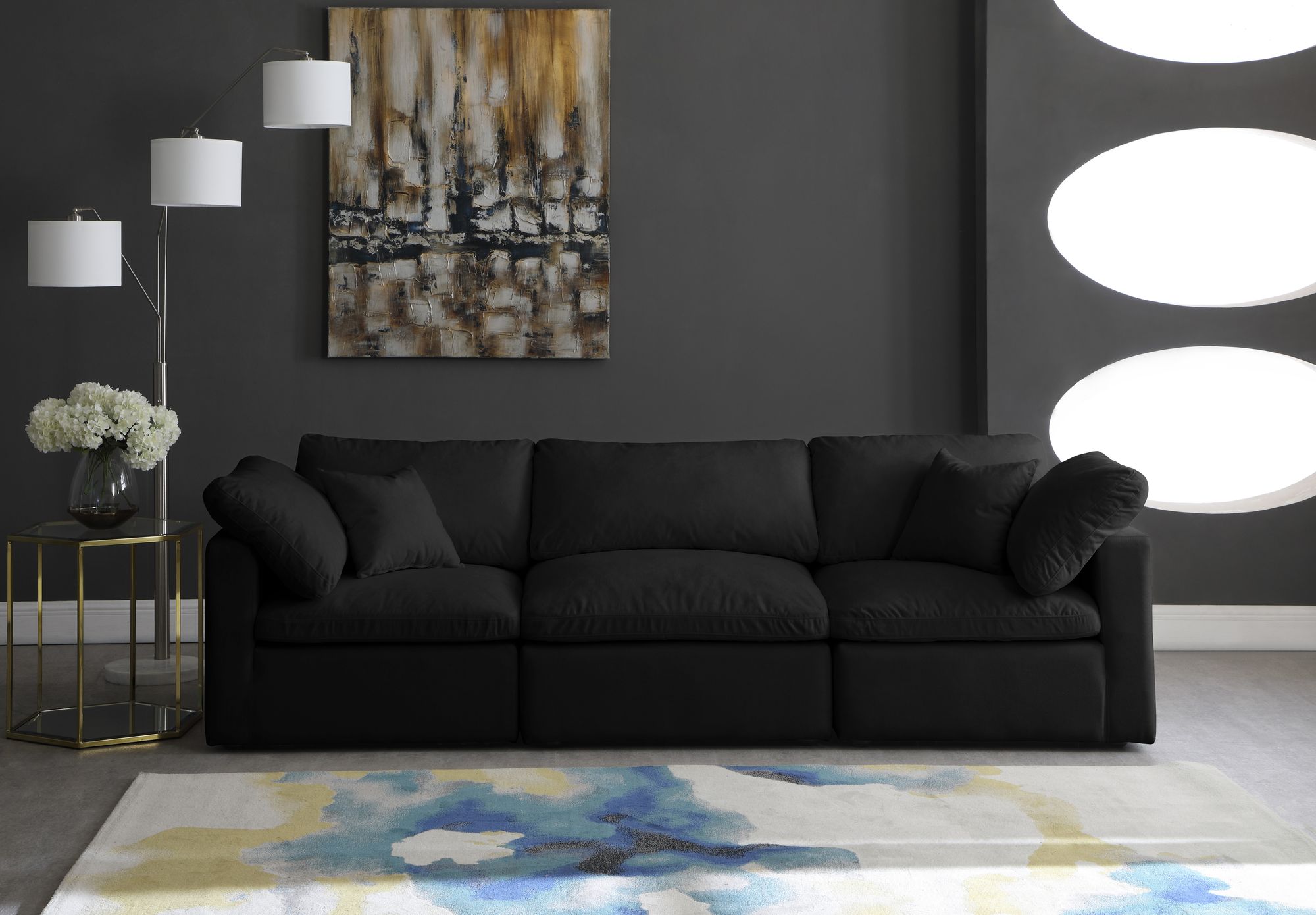 Plush 105" Velvet Standard Comfort Modular Sofa
