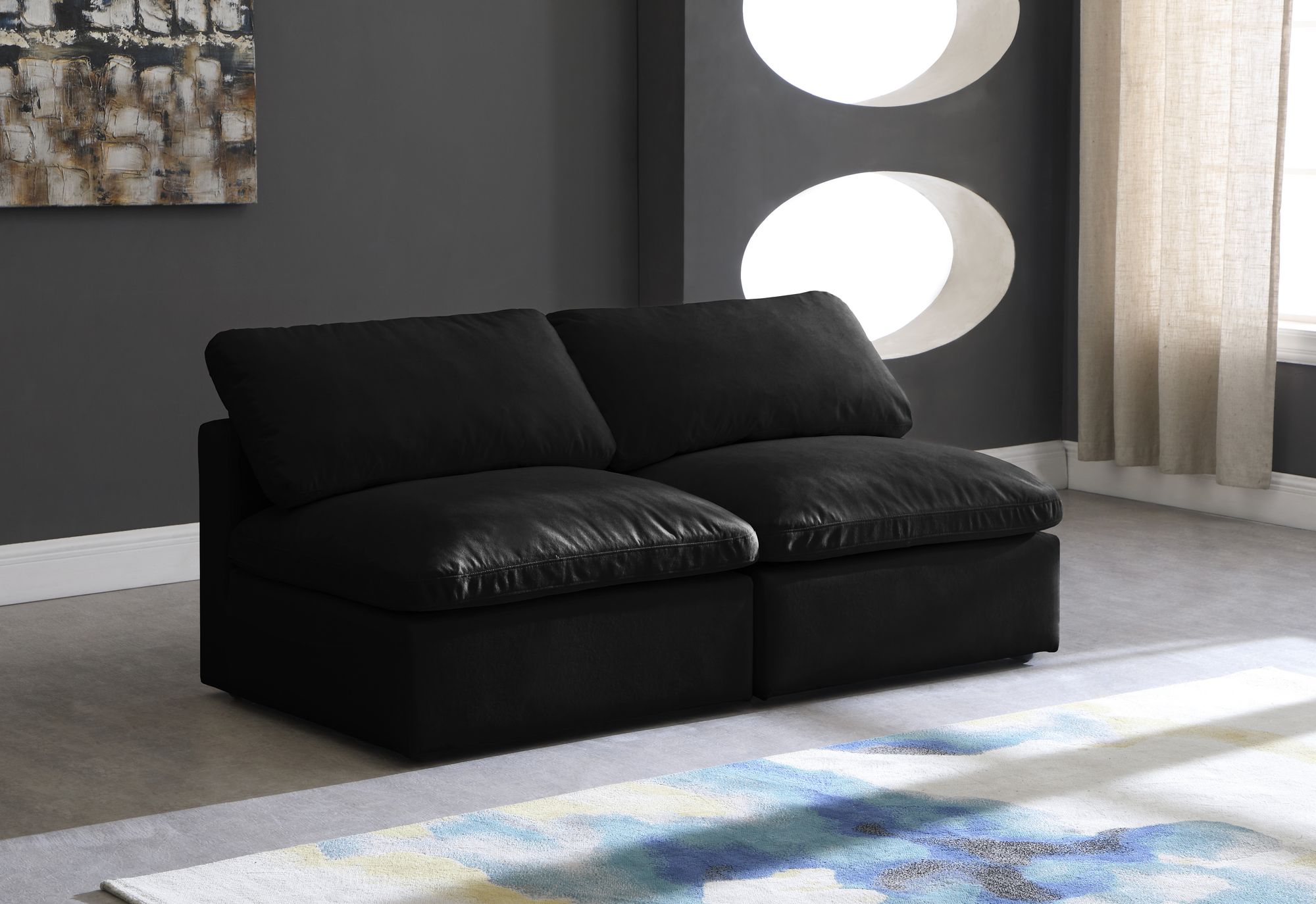 Plush 70" Velvet Standard Comfort Modular Armless Sofa