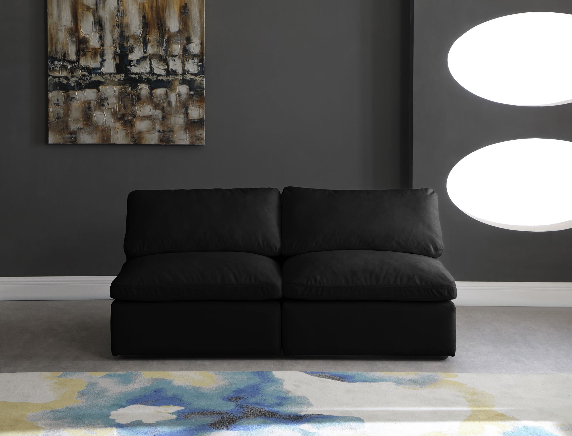 Plush 70" Velvet Standard Comfort Modular Armless Sofa
