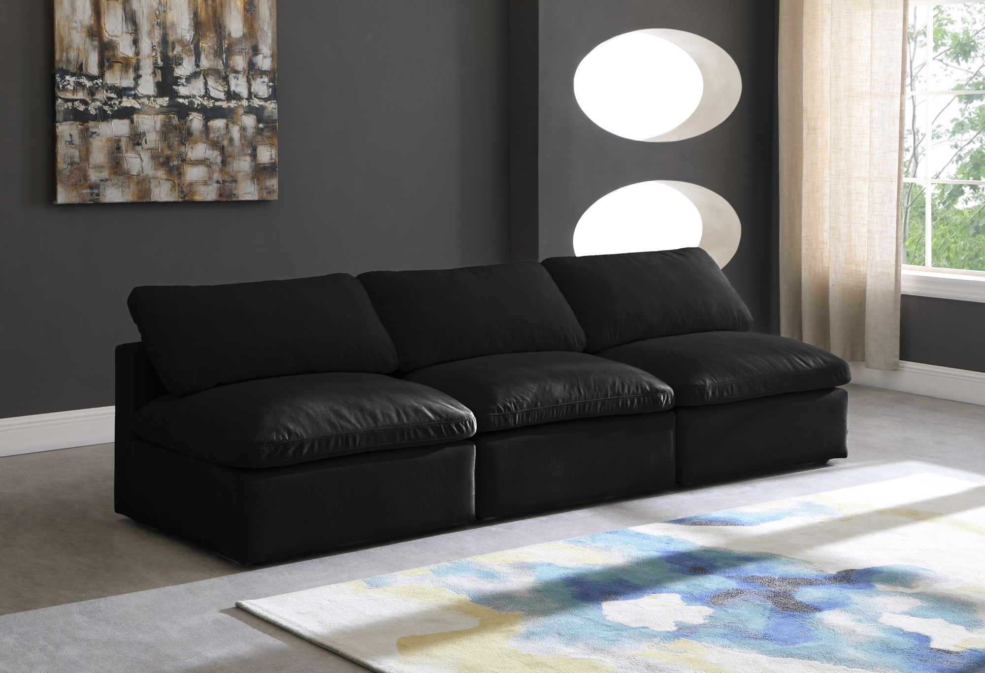 Plush 105" Velvet Standard Comfort Modular Armless Sofa