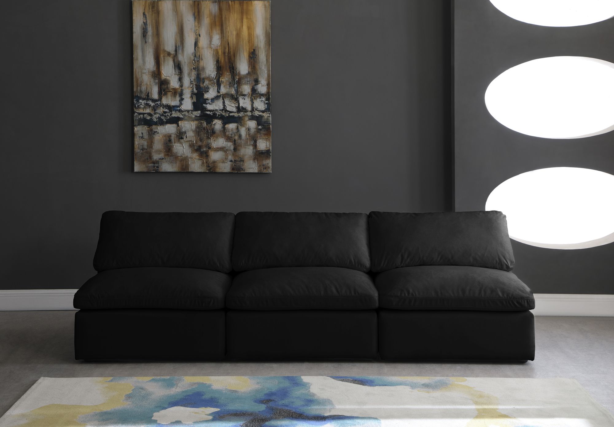Plush 105" Velvet Standard Comfort Modular Armless Sofa