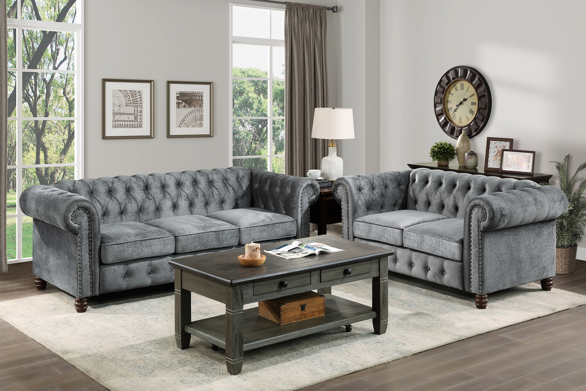 Welwyn Velvet Living Room Set