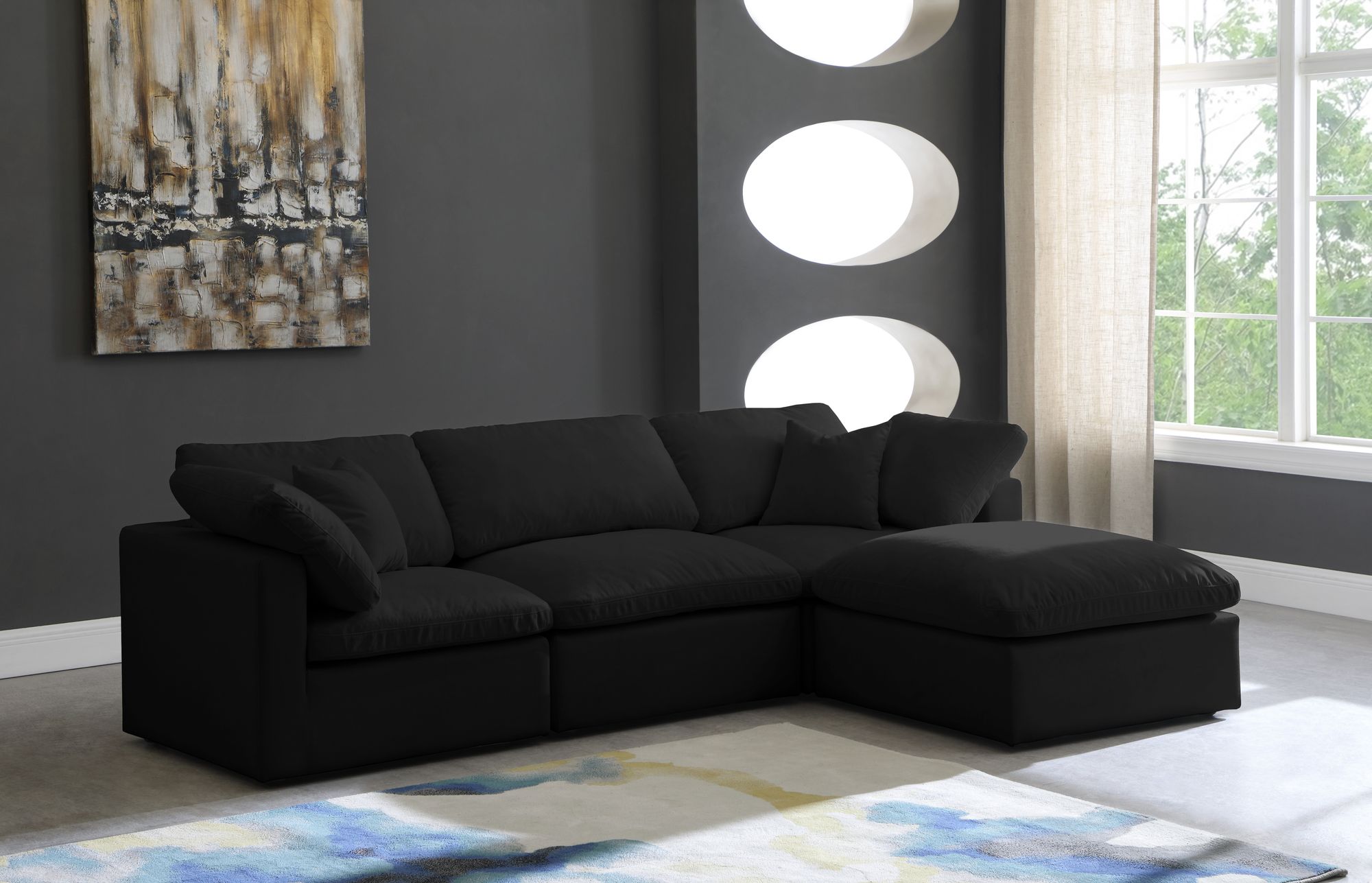 Plush 105" 4-Piece Velvet Standard Comfort Modular Sectional