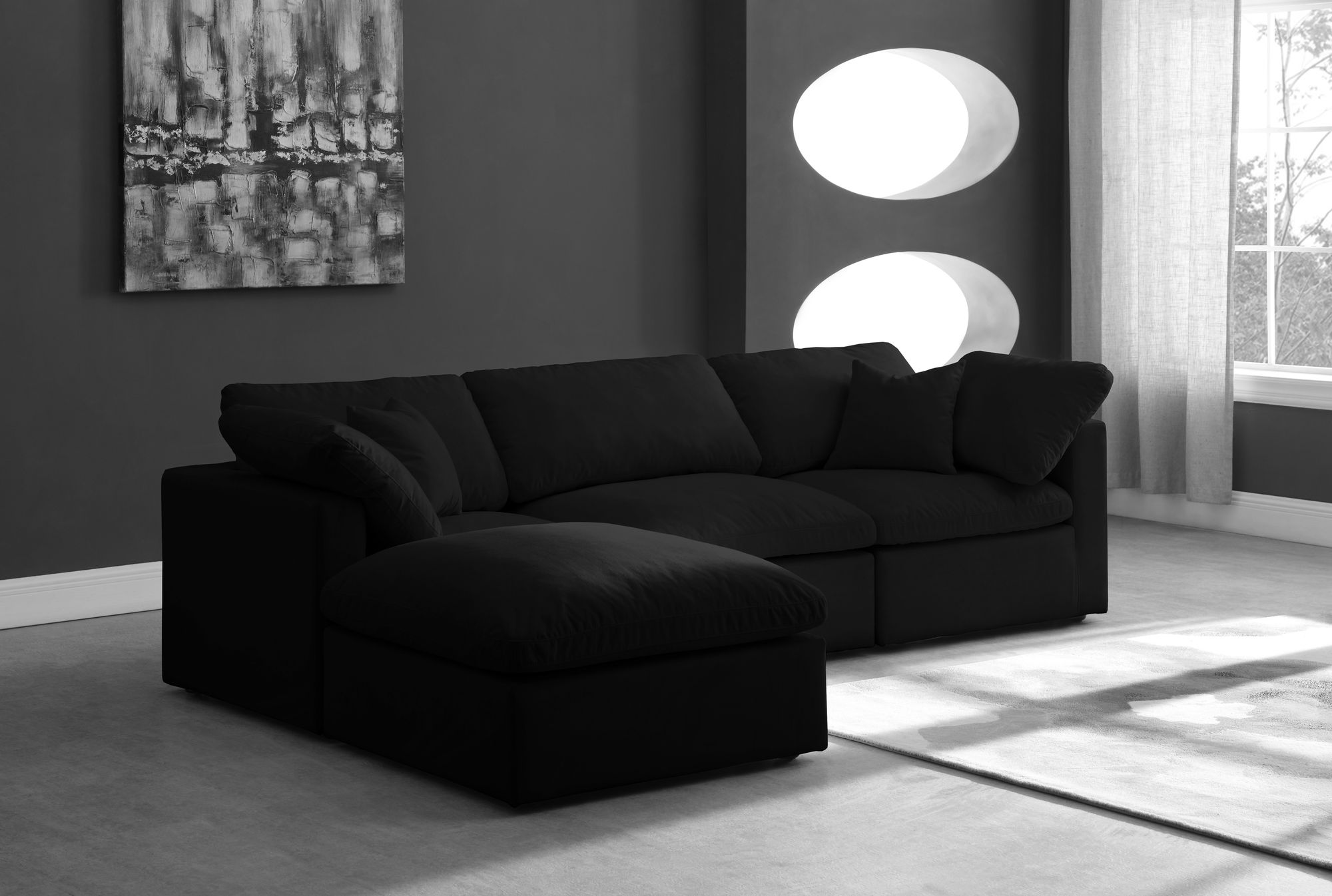 Plush 105" 4-Piece Velvet Standard Comfort Modular Sectional