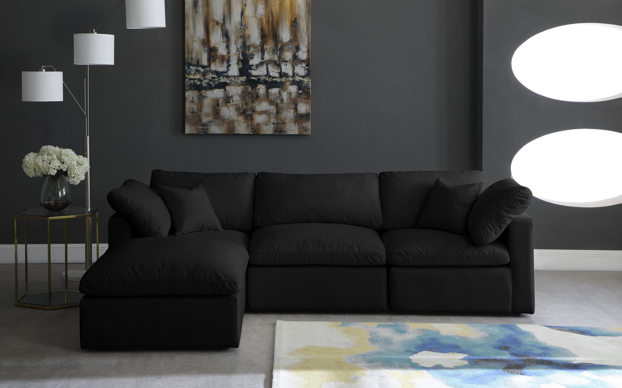 Plush 105" 4-Piece Velvet Standard Comfort Modular Sectional