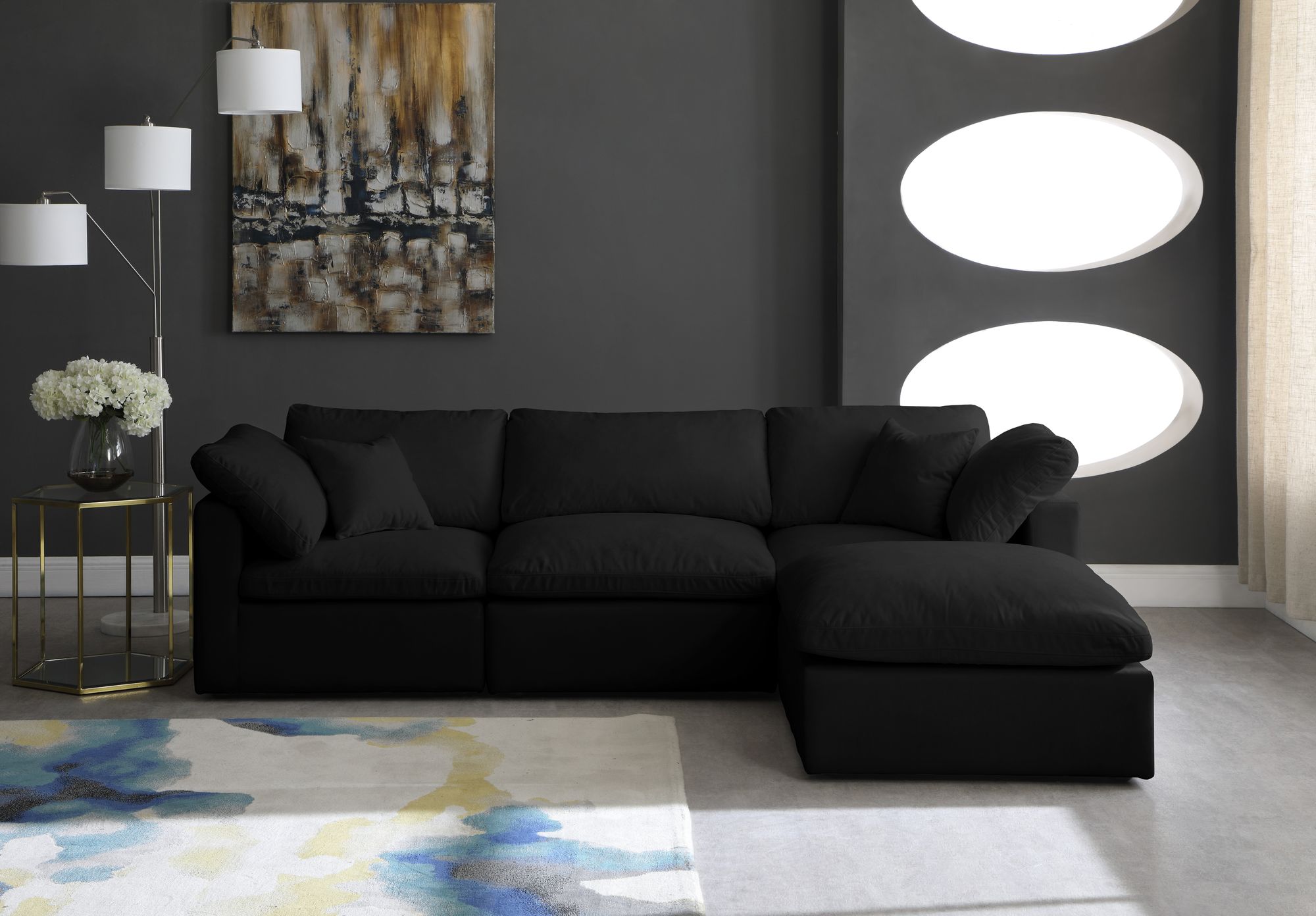 Plush 105" 4-Piece Velvet Standard Comfort Modular Sectional