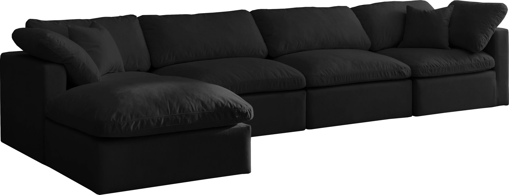 Plush 140" 5-Piece Velvet Standard Comfort Modular Sectional