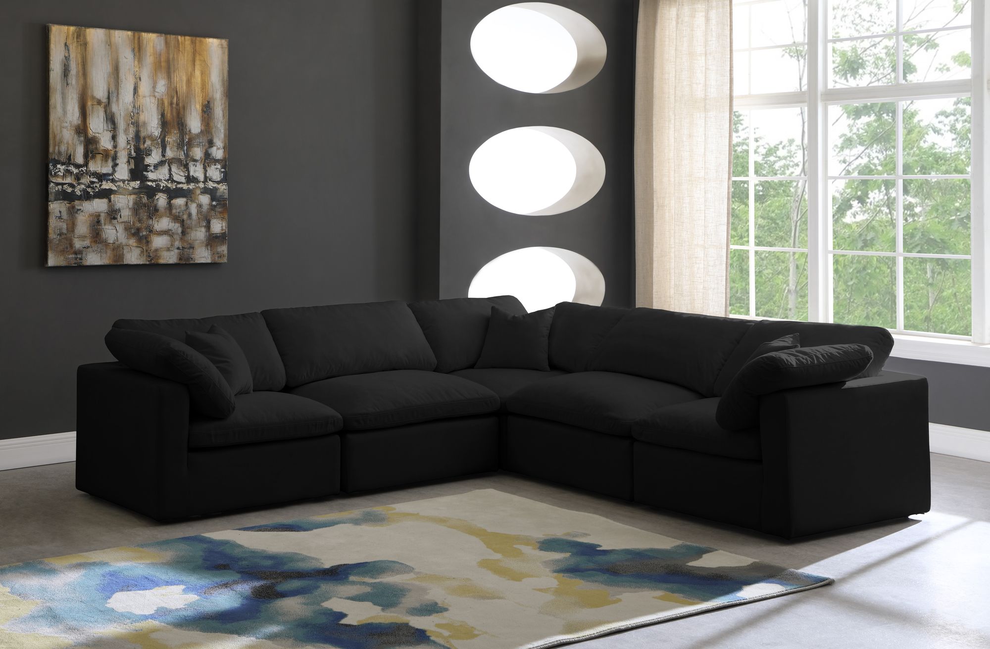 Plush 105" 5-Piece Velvet Standard Comfort Modular Sectional