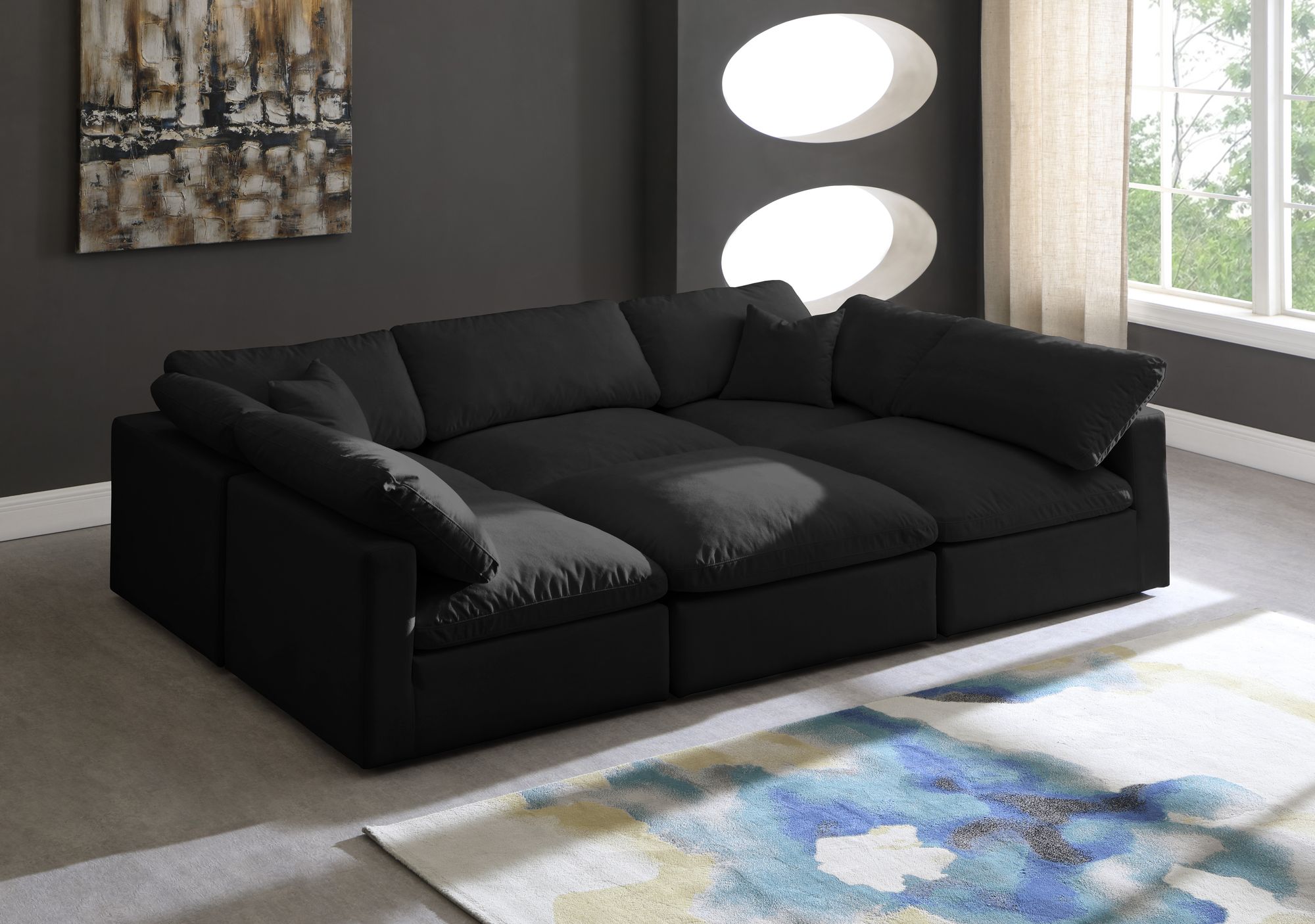 Plush 105" 6-Piece Velvet Standard Comfort Modular Sectional