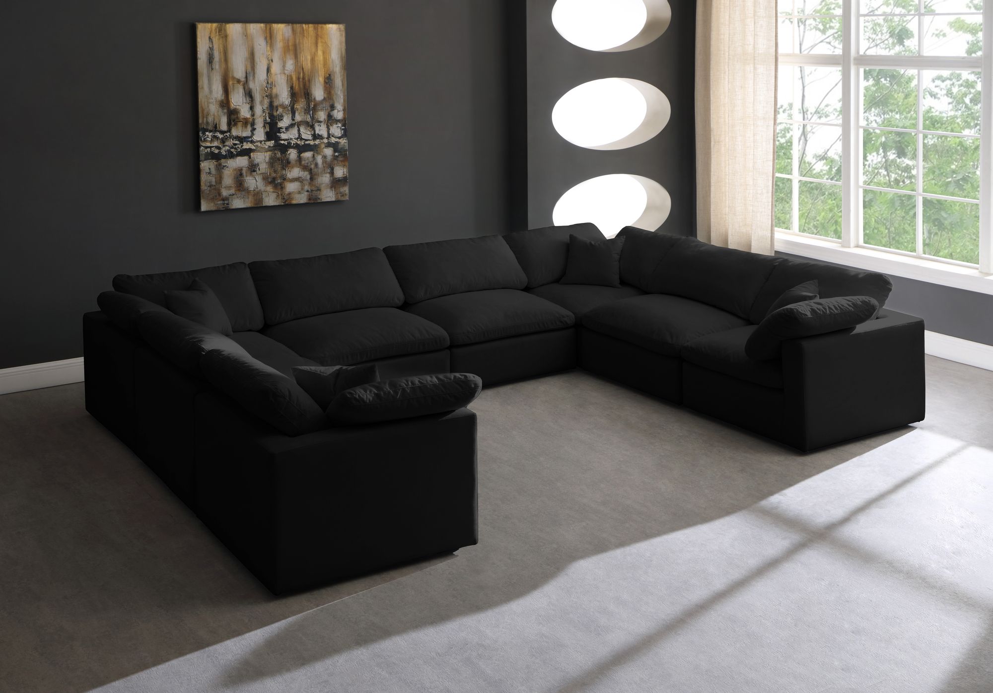 Plush 140" 8-Piece Velvet Standard Comfort Modular Sectional