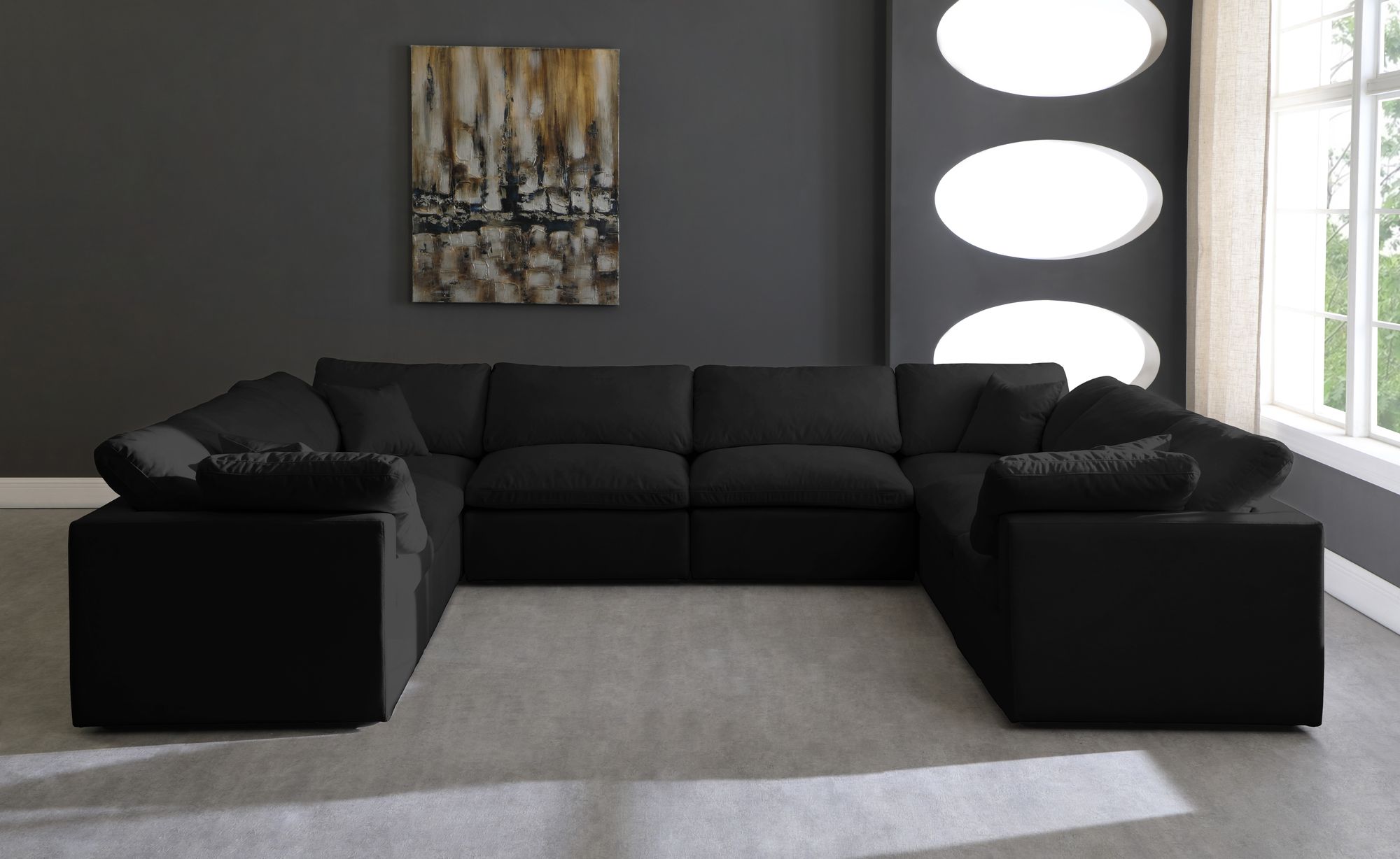 Plush 140" 8-Piece Velvet Standard Comfort Modular Sectional