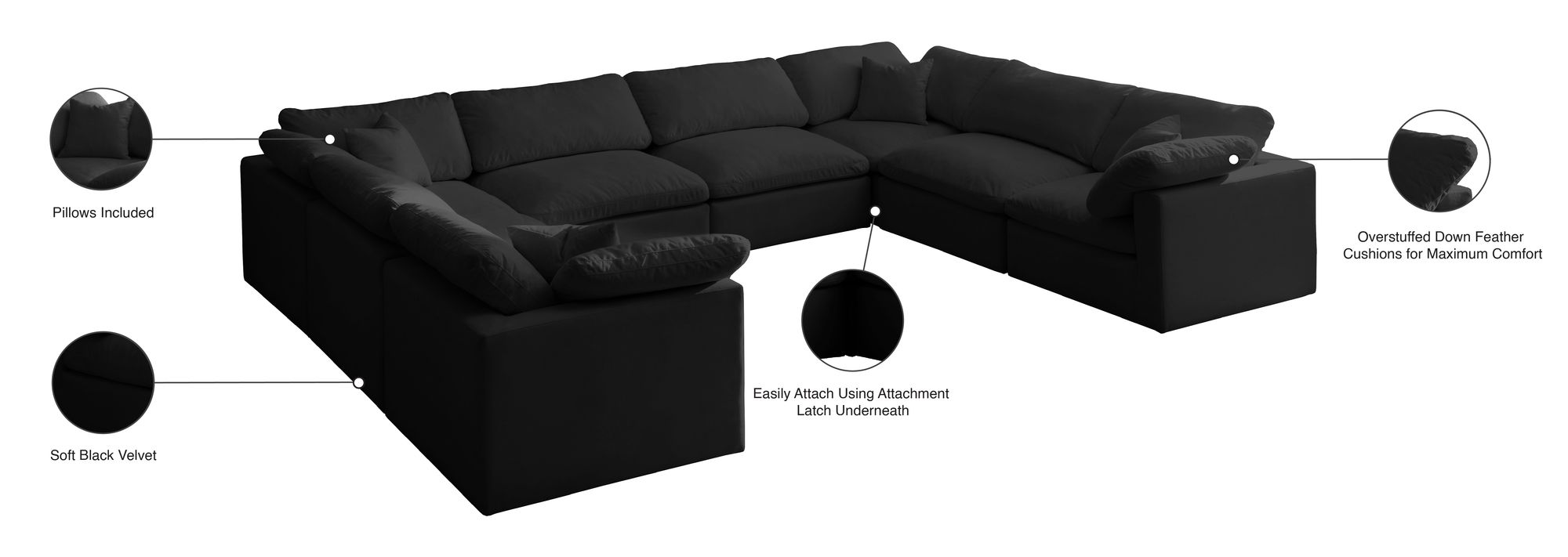 Plush 140" 8-Piece Velvet Standard Comfort Modular Sectional