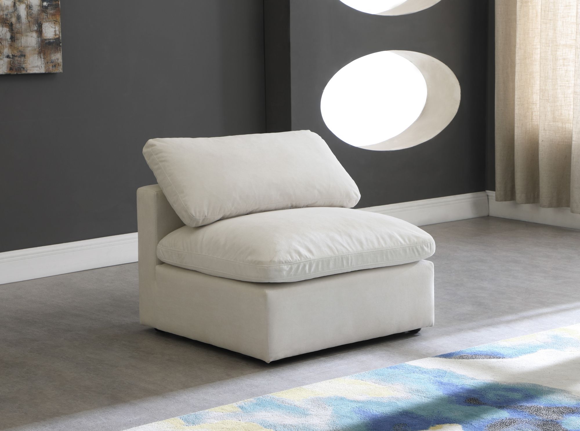 Plush Velvet Standard Comfort Modular Armless Chair
