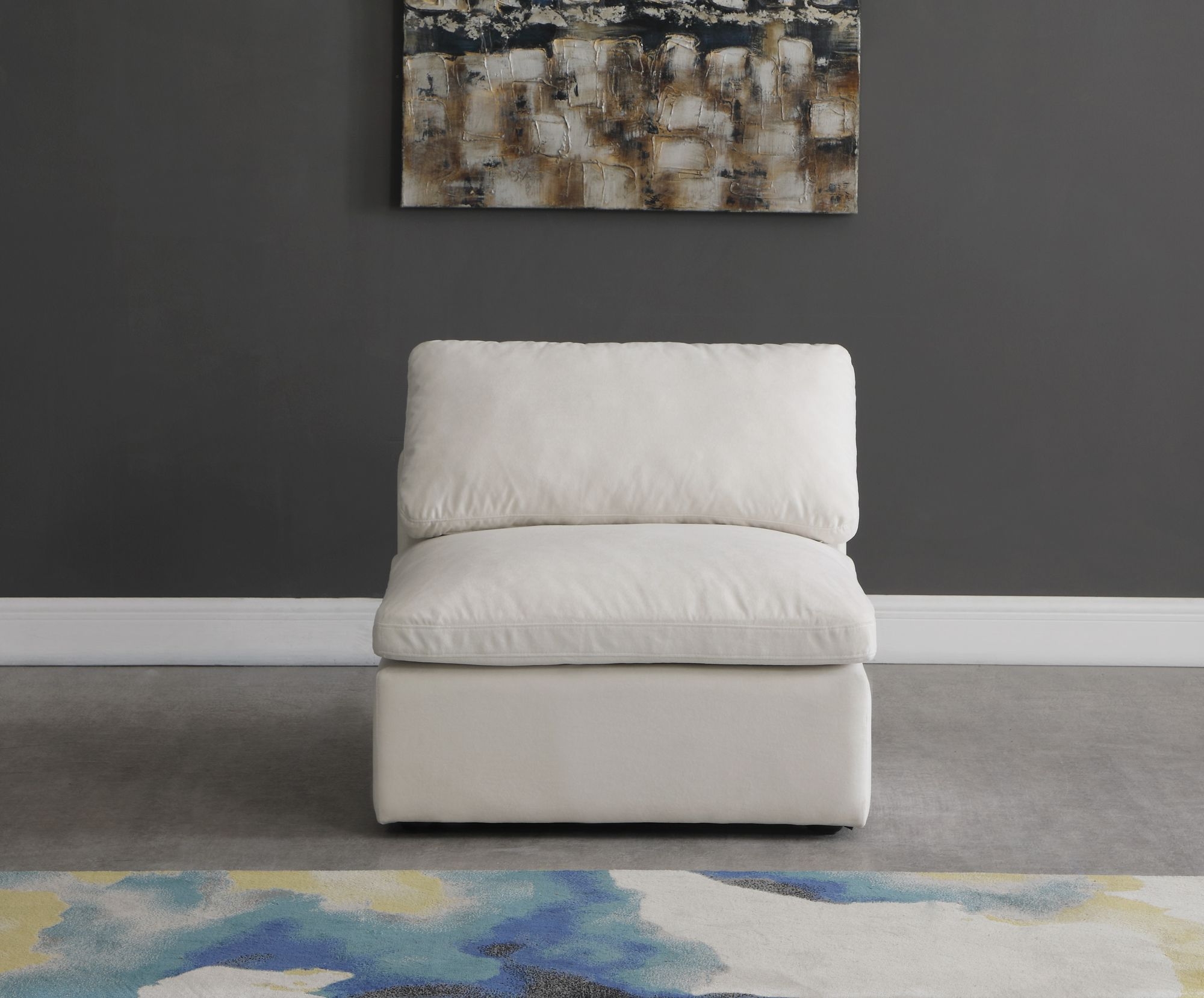 Plush Velvet Standard Comfort Modular Armless Chair