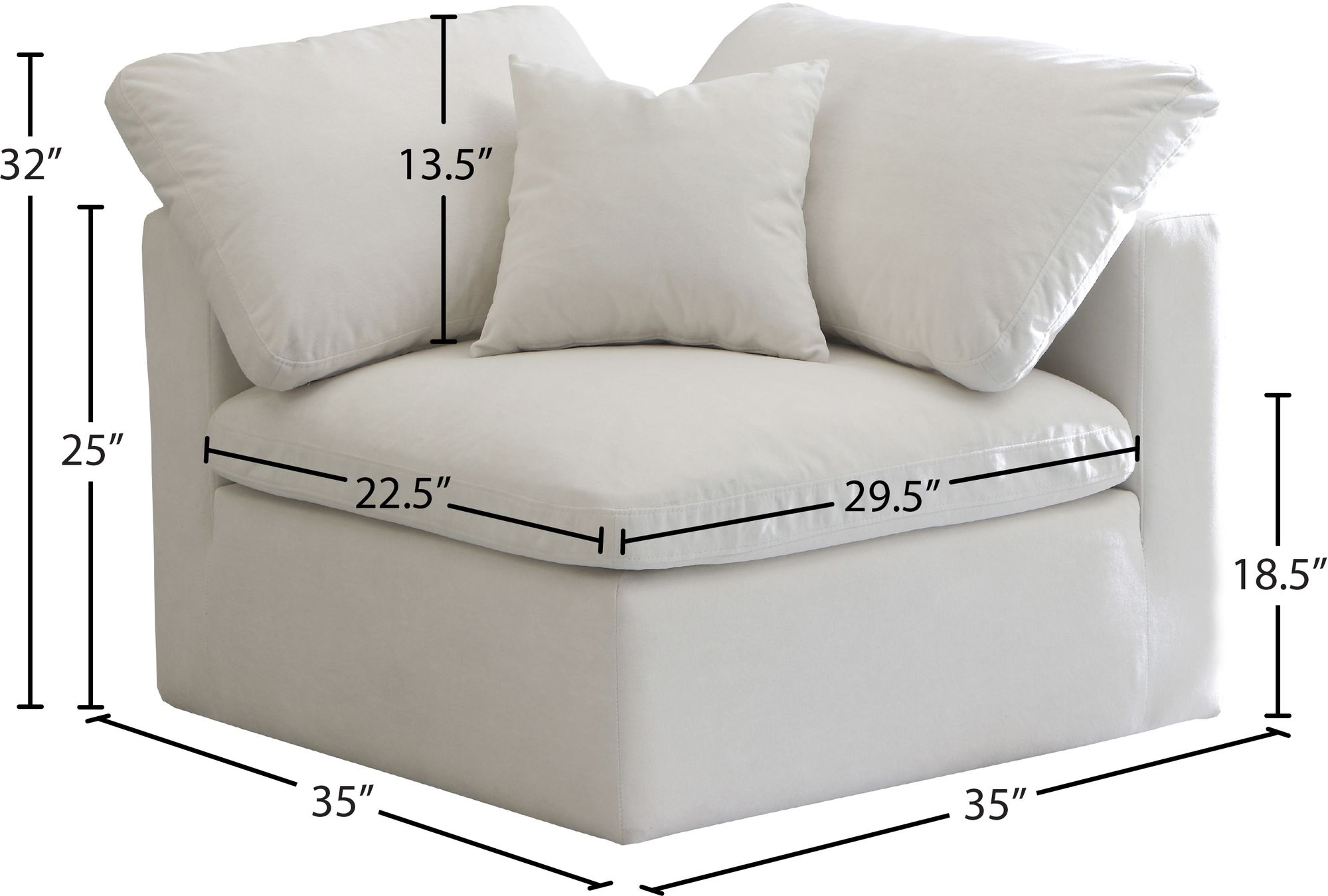 Plush Velvet Standard Comfort Modular Corner Chair