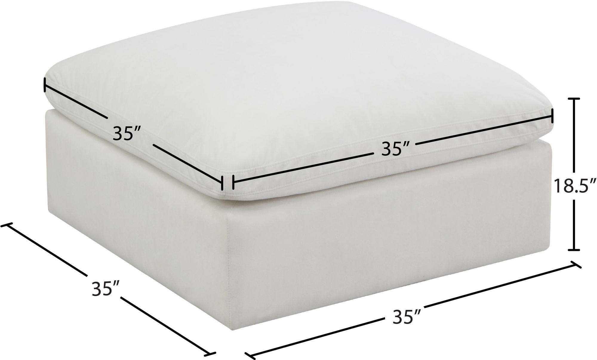 Plush Velvet Standard Comfort Modular Ottoman
