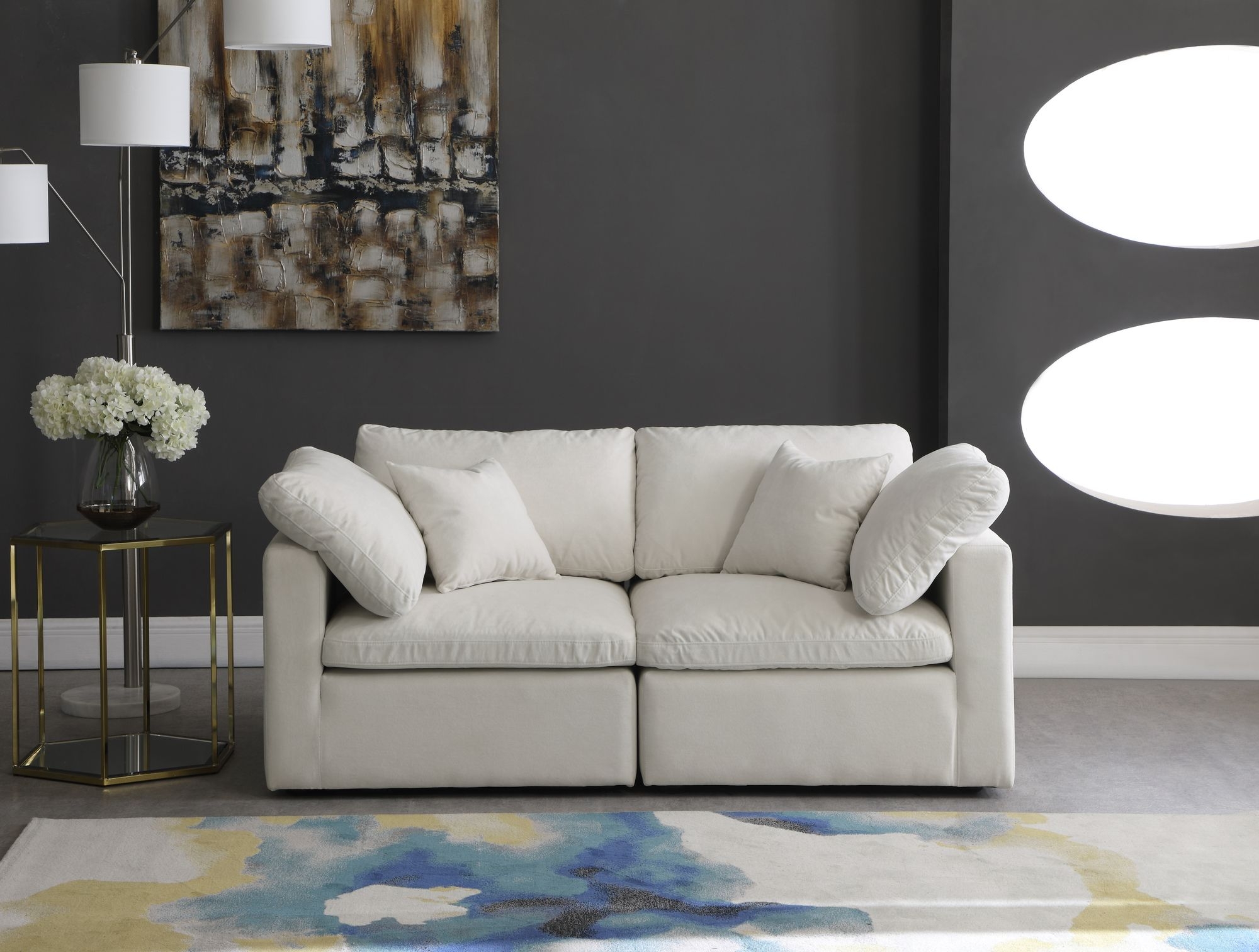 Plush 70" Velvet Standard Comfort Modular Sofa
