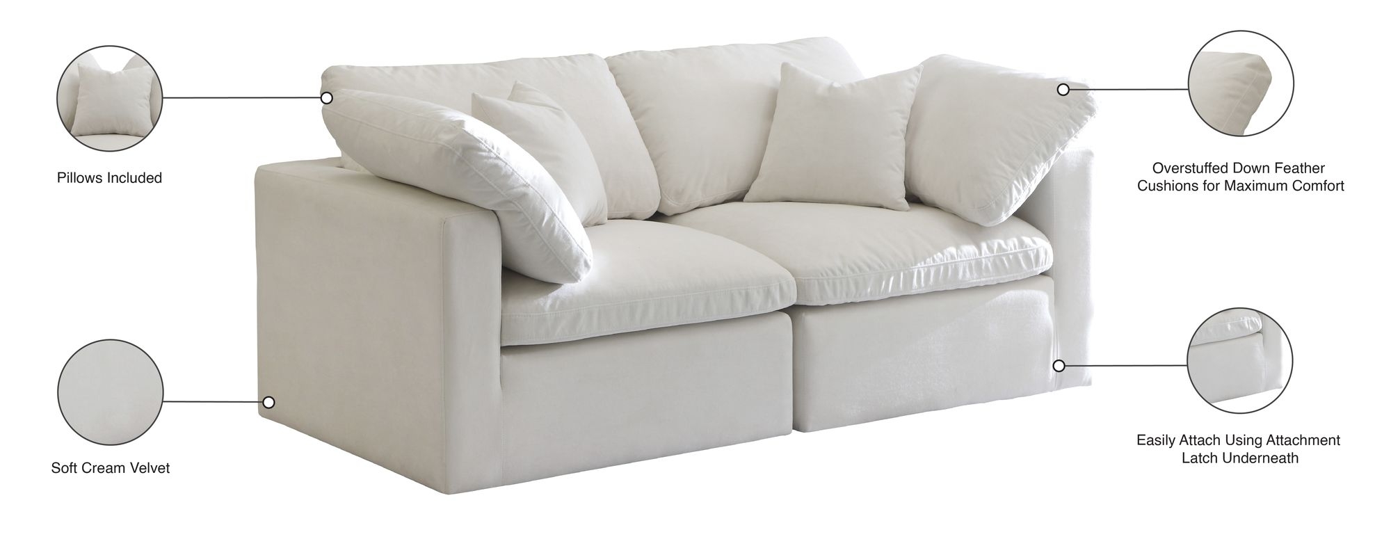 Plush 70" Velvet Standard Comfort Modular Sofa