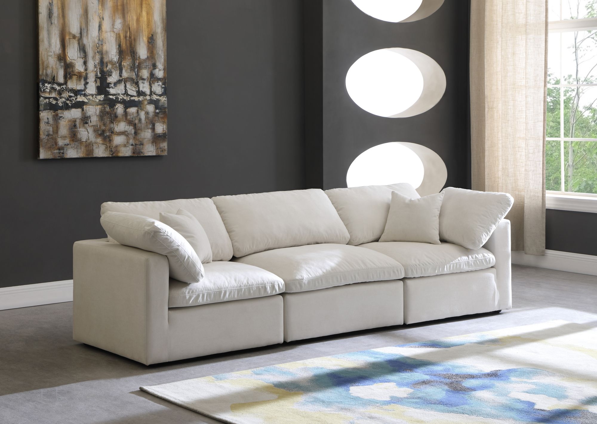 Plush 105" Velvet Standard Comfort Modular Sofa