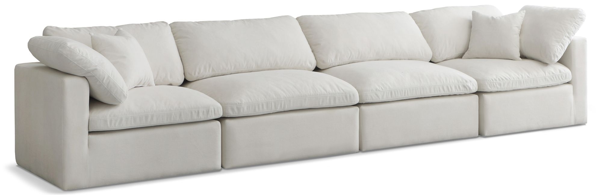 Plush 140" Velvet Standard Comfort Modular Sofa