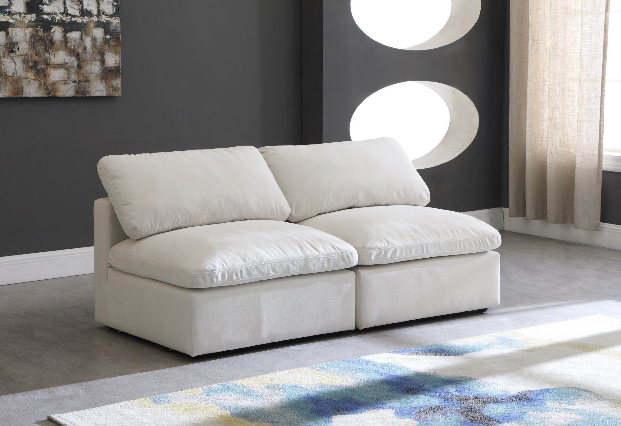 Plush 70" Velvet Standard Comfort Modular Armless Sofa