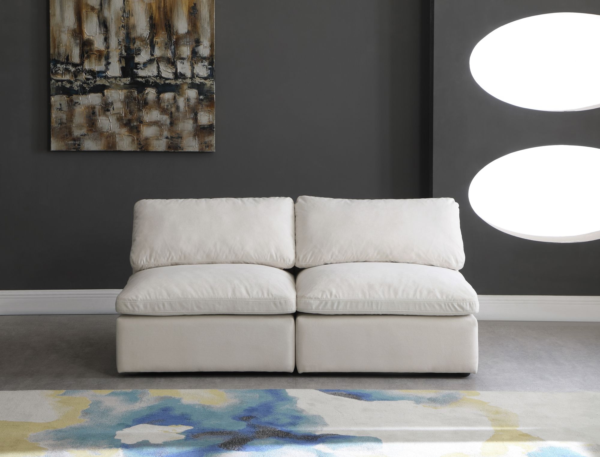 Plush 70" Velvet Standard Comfort Modular Armless Sofa