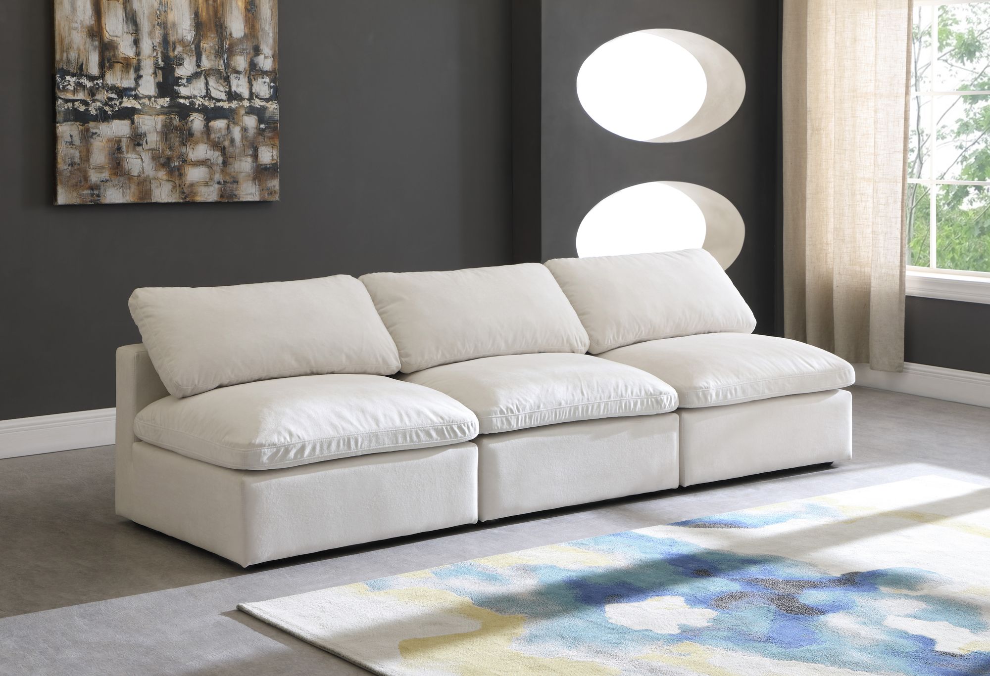Plush 105" Velvet Standard Comfort Modular Armless Sofa