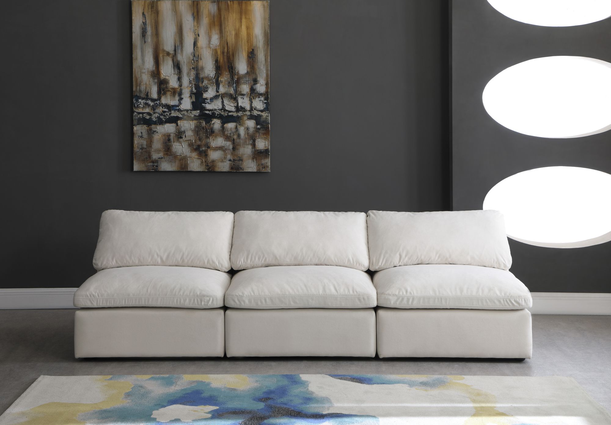 Plush 105" Velvet Standard Comfort Modular Armless Sofa