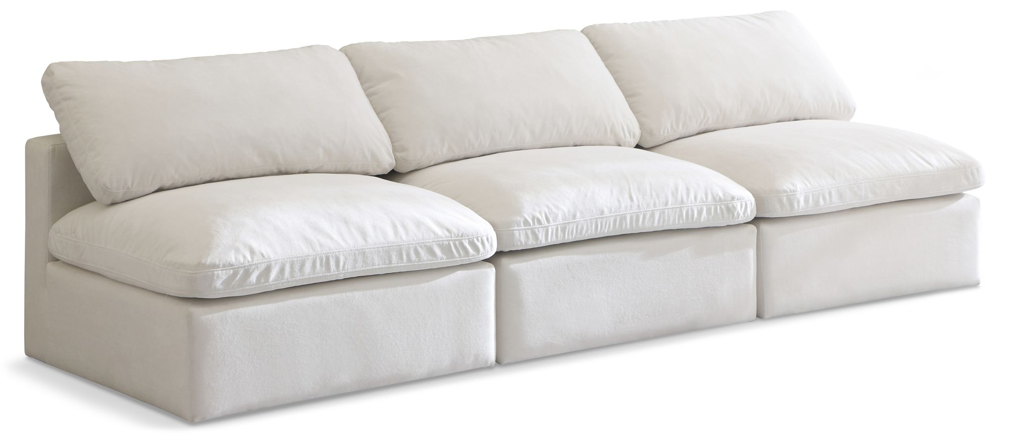 Plush 105" Velvet Standard Comfort Modular Armless Sofa