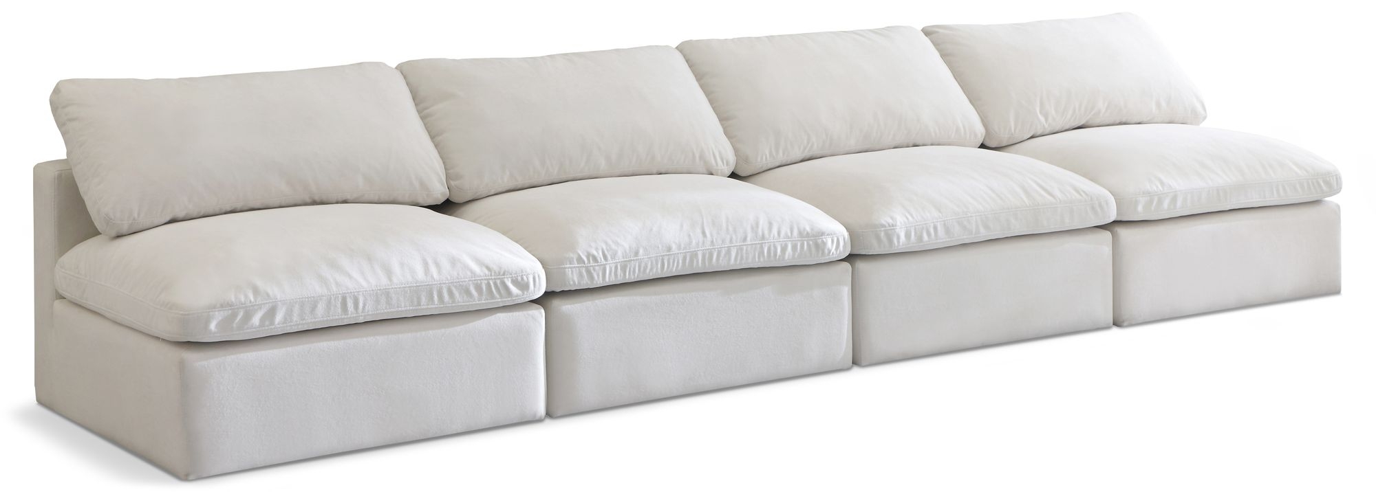 Plush 140" Velvet Standard Comfort Modular Armless Sofa