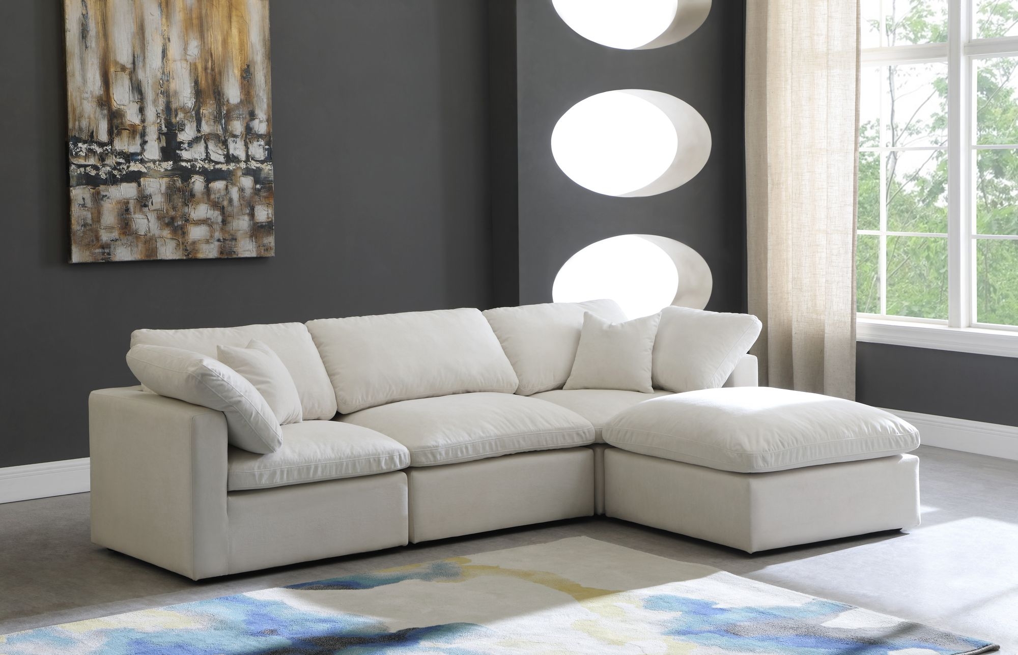 Plush 105" 4-Piece Velvet Standard Comfort Modular Sectional