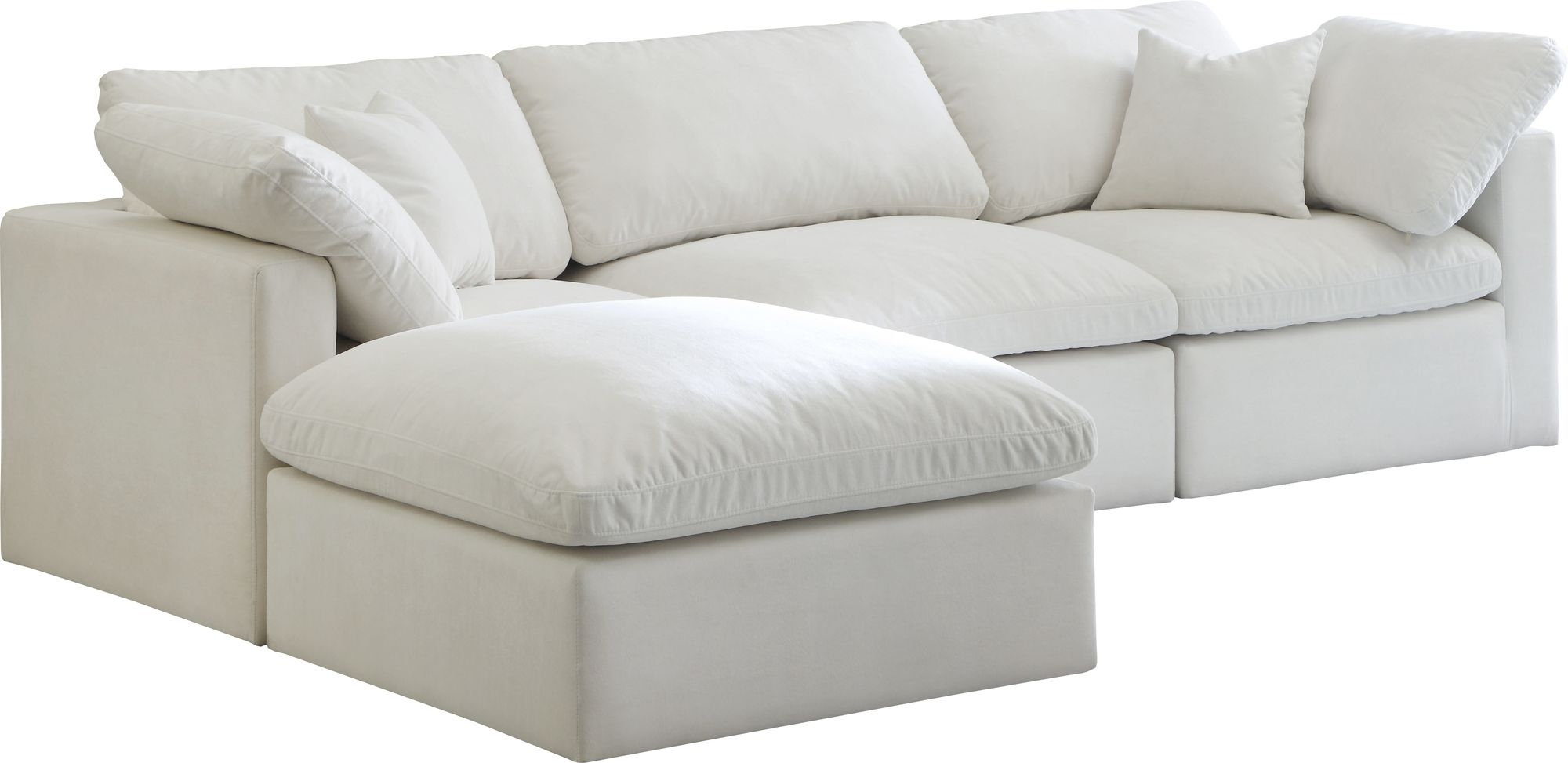 Plush 105" 4-Piece Velvet Standard Comfort Modular Sectional