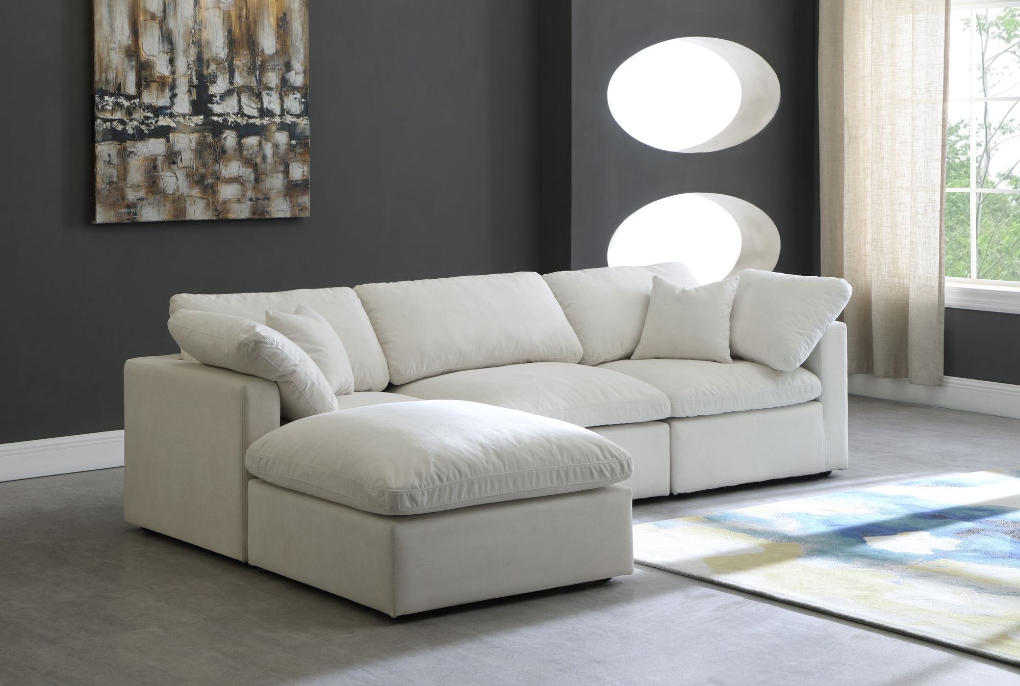 Plush 105" 4-Piece Velvet Standard Comfort Modular Sectional