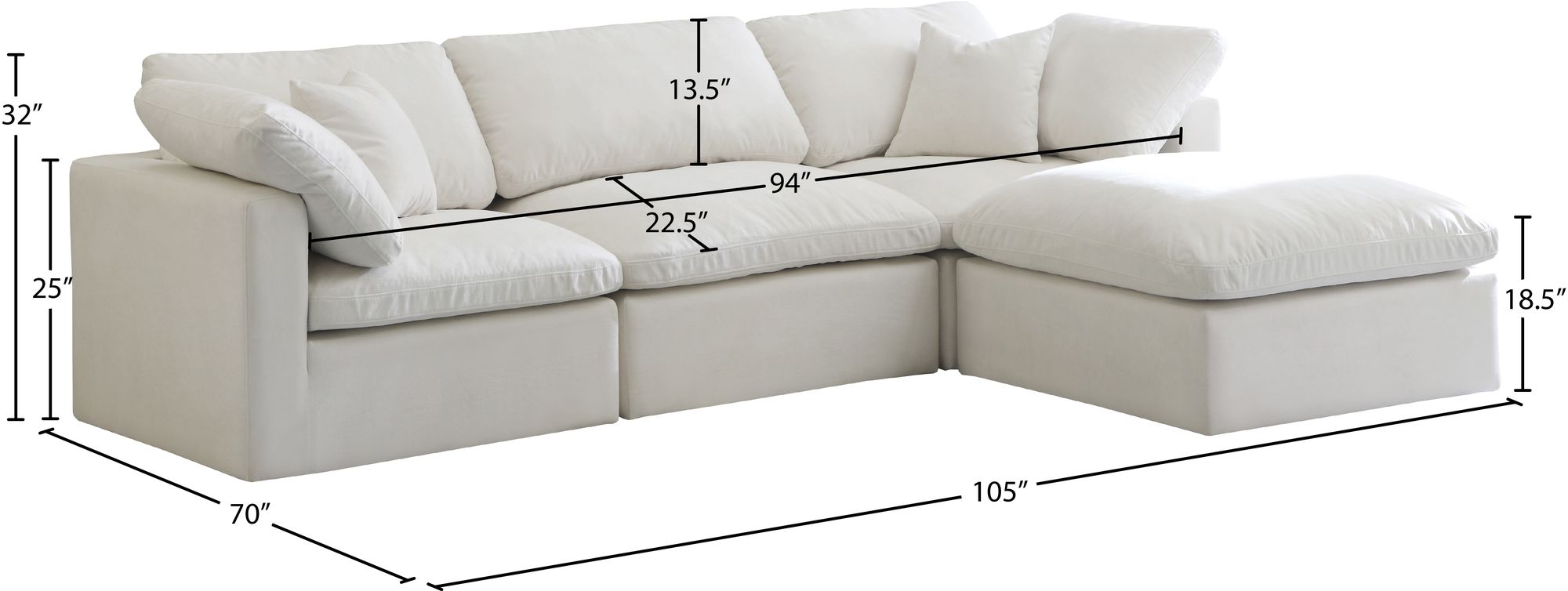 Plush Velvet Standard Comfort Modular Sofa Information