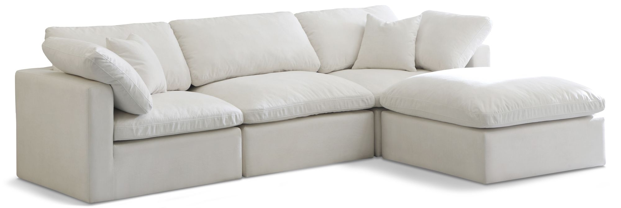 Plush 105" 4-Piece Velvet Standard Comfort Modular Sectional