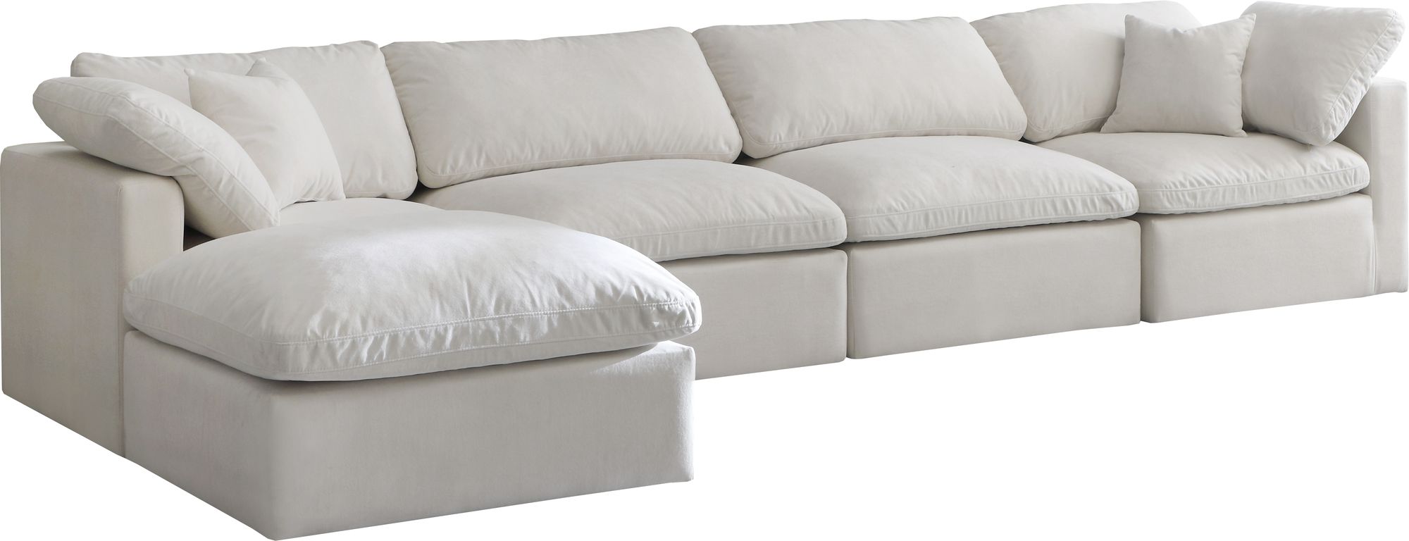 Plush 140" 5-Piece Velvet Standard Comfort Modular Sectional
