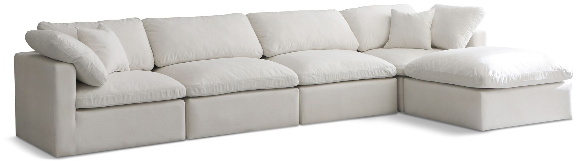 Plush 140" 5-Piece Velvet Standard Comfort Modular Sectional