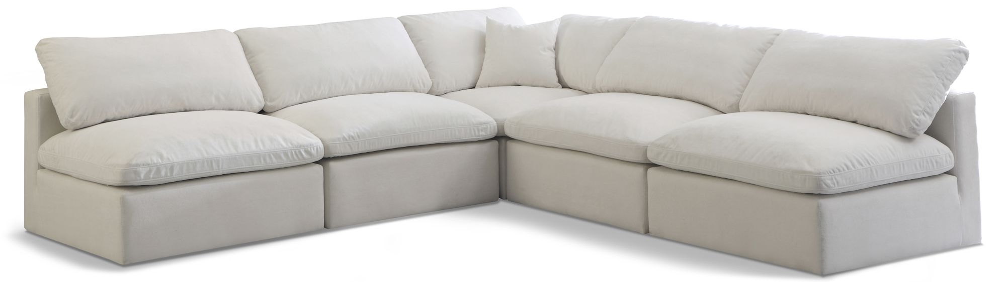 Plush 105" 5-Piece Velvet Standard Comfort Modular Armless Sectional