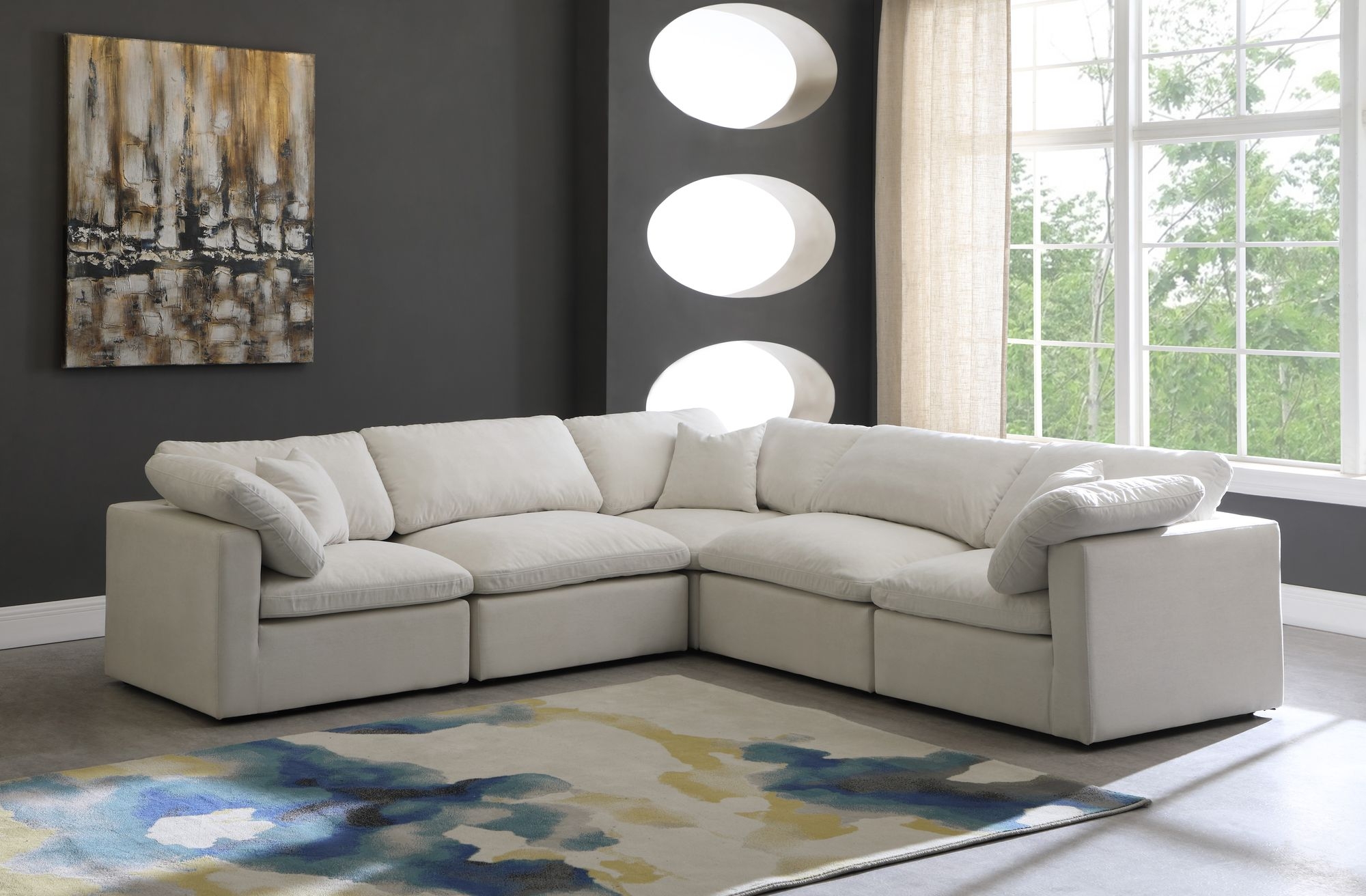 Plush 105" 5-Piece Velvet Standard Comfort Modular Sectional