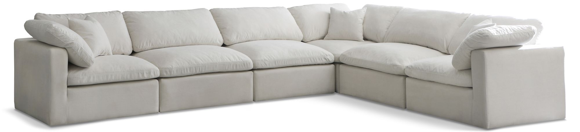 Plush 140" 6-Piece Velvet Standard Comfort Modular Sectional