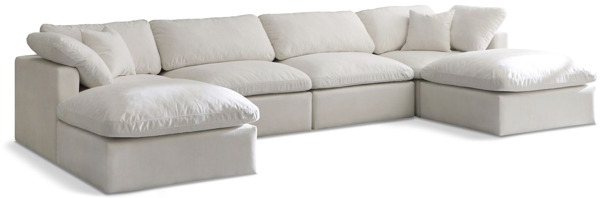 Plush 140" 6-Piece Velvet Standard Comfort Modular U-Shape Sectional